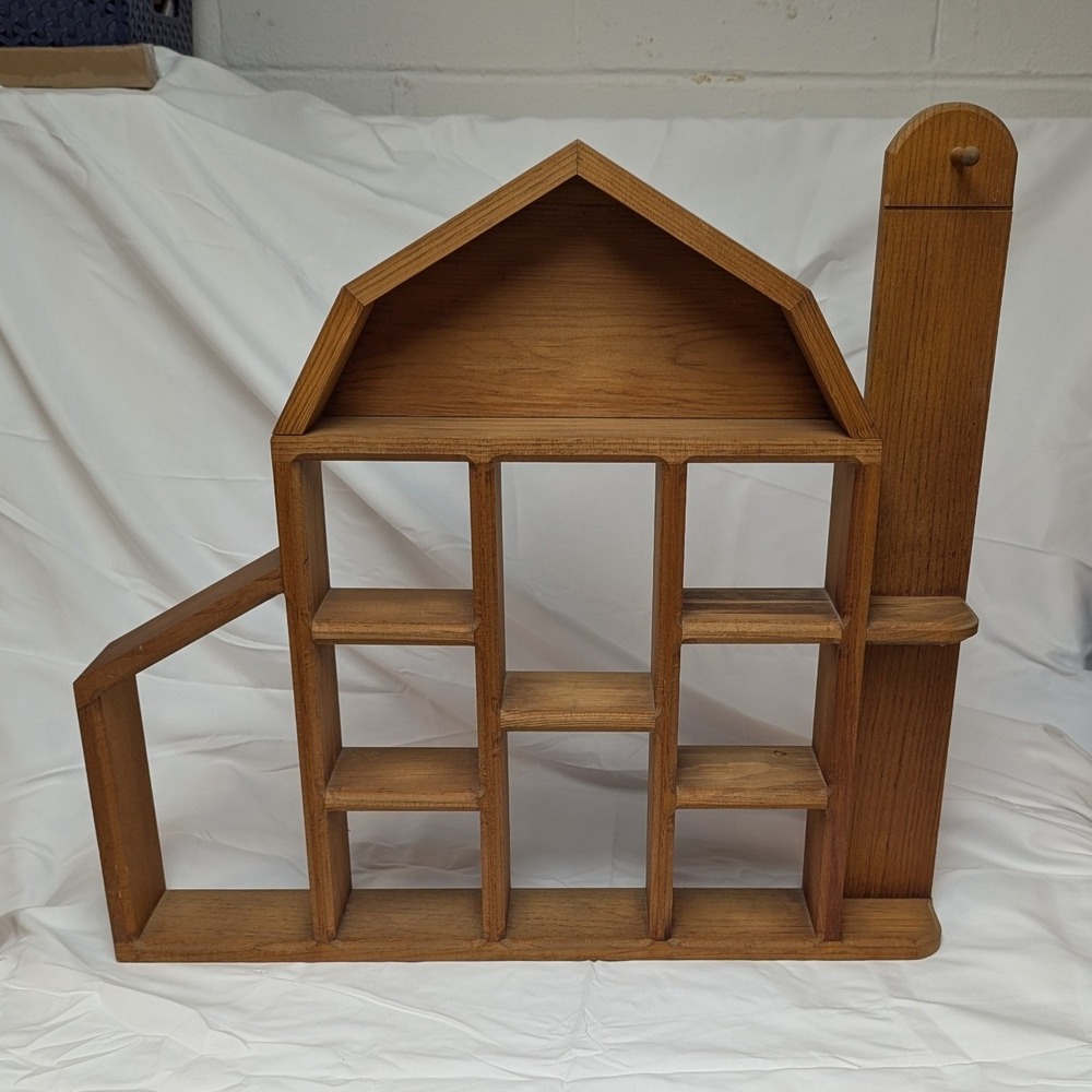 Wooden Barn Shadow Box Display Shelf Brown Farmhouse 25.5x24in